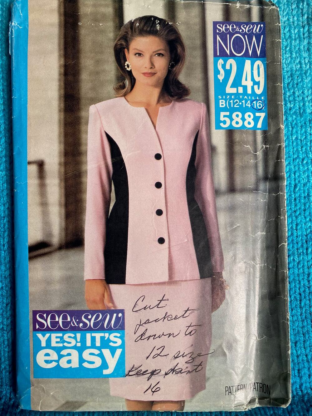 Butterick Sewing pattern 5887 suit blazer skirt sz 12 14 16
